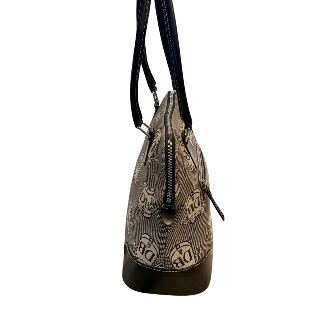 Dooney & Bourke Large Donegal Crest Logo Dome Satchel Bag Brown Tan Wristlet